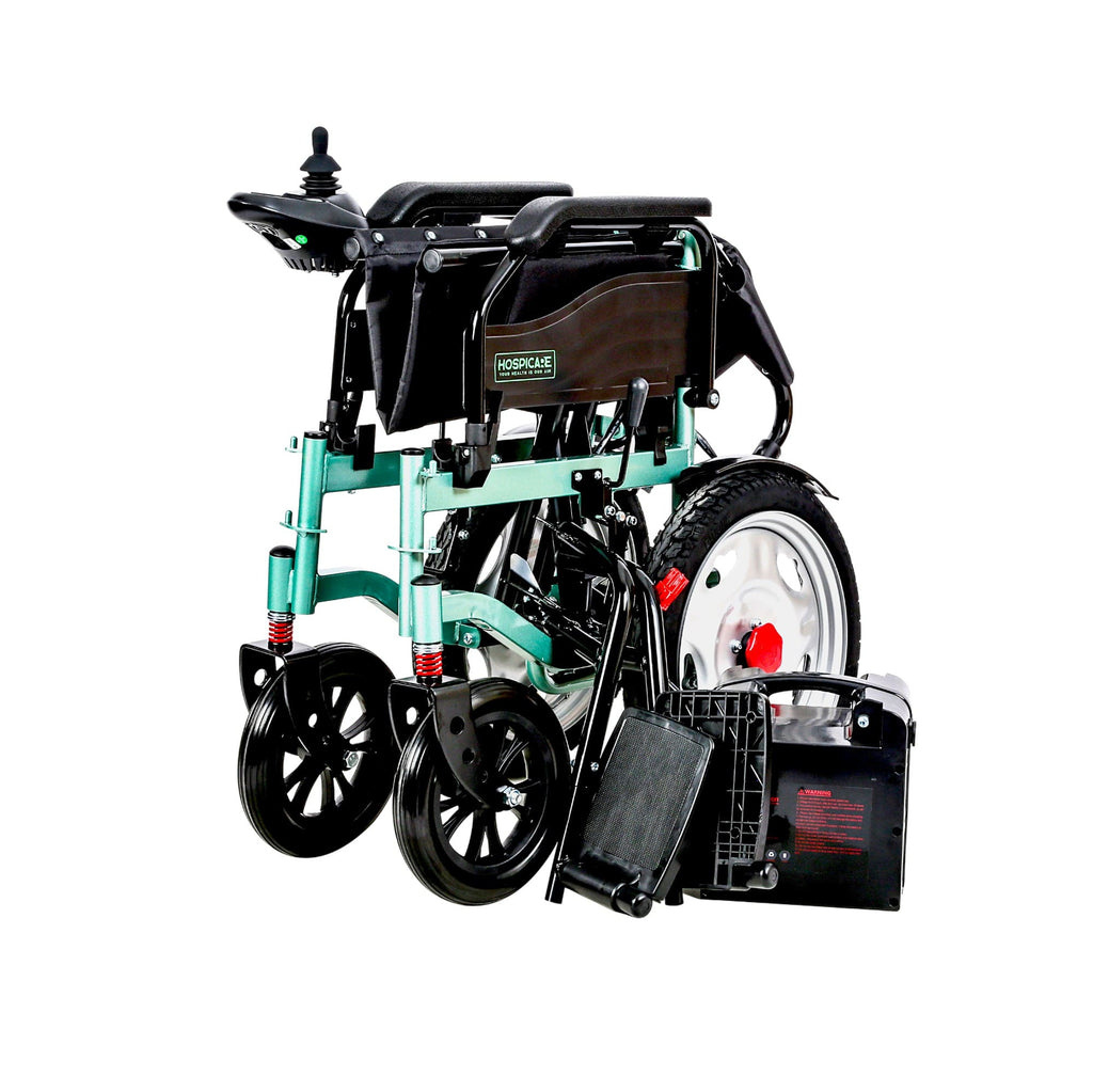 Fauteuil roulant électrique JRWD1601U – Dossier haut, roues 22″, batterie 12Ah / 20Ah