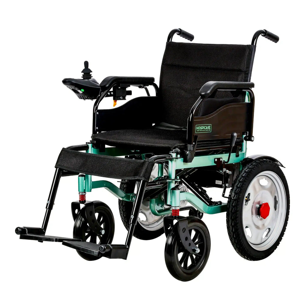 Fauteuil roulant électrique JRWD1601U – Dossier haut, roues 22″, batterie 12Ah / 20Ah
