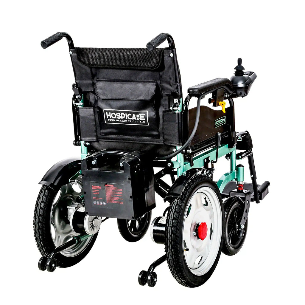 Fauteuil roulant électrique JRWD1601U – Dossier haut, roues 22″, batterie 12Ah / 20Ah