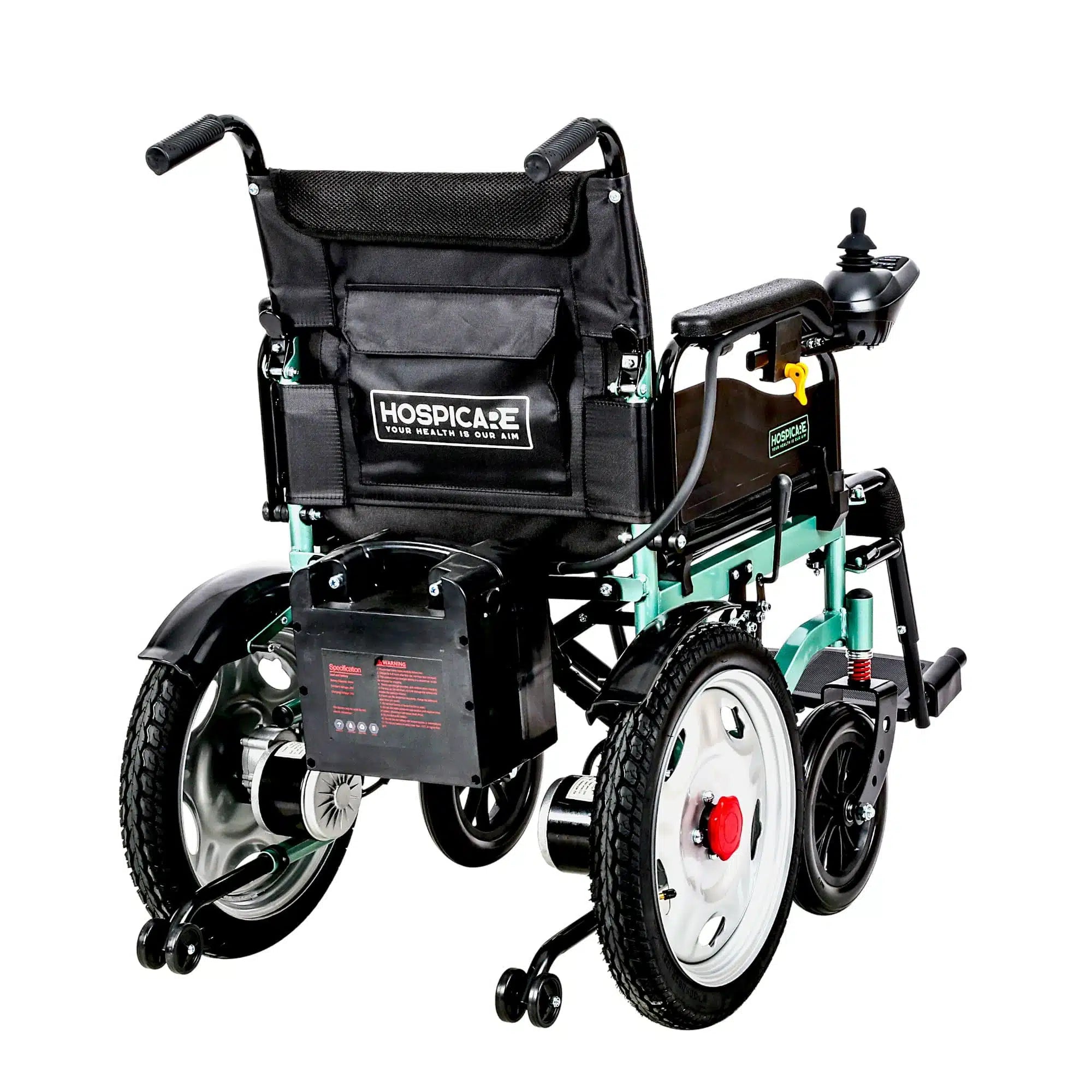 Fauteuil roulant électrique JRWD1601U – Dossier haut, roues 22″, batterie 12Ah / 20Ah